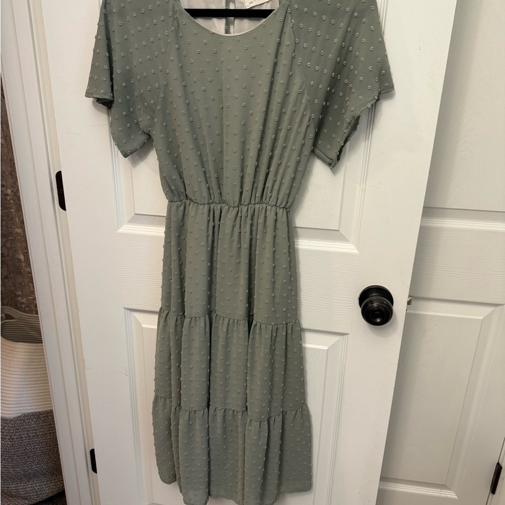 Elegant Green Tiered Dress